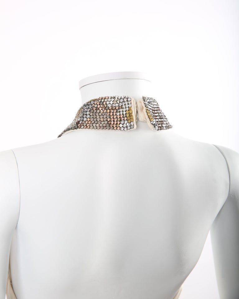 Jenny Packham ivory cream crystal jewel collar backless wedding dress jumpsuit For Sale 4