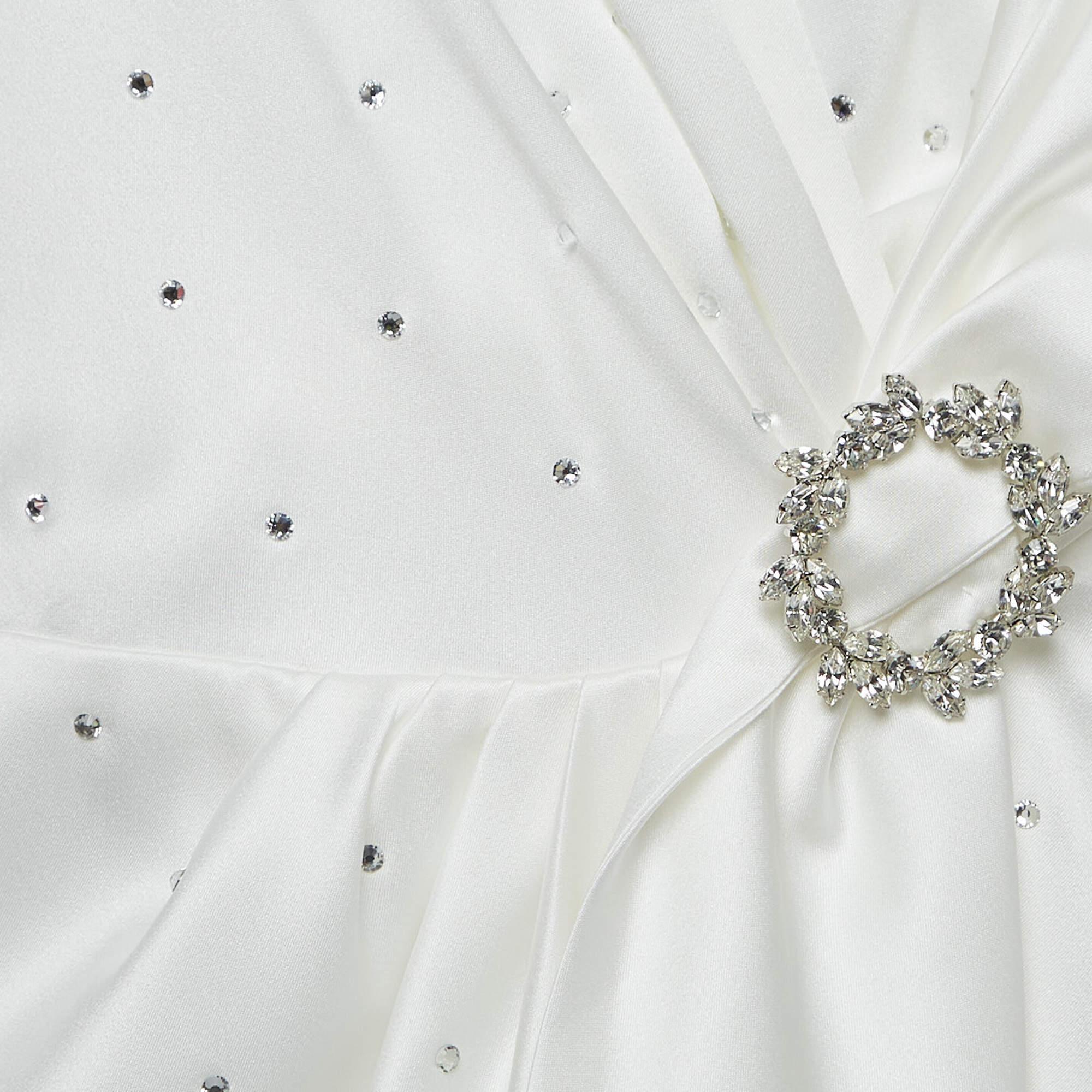 Women's Jenny Packham Ivory White Satin Crystal Embellished Bridal Gown L