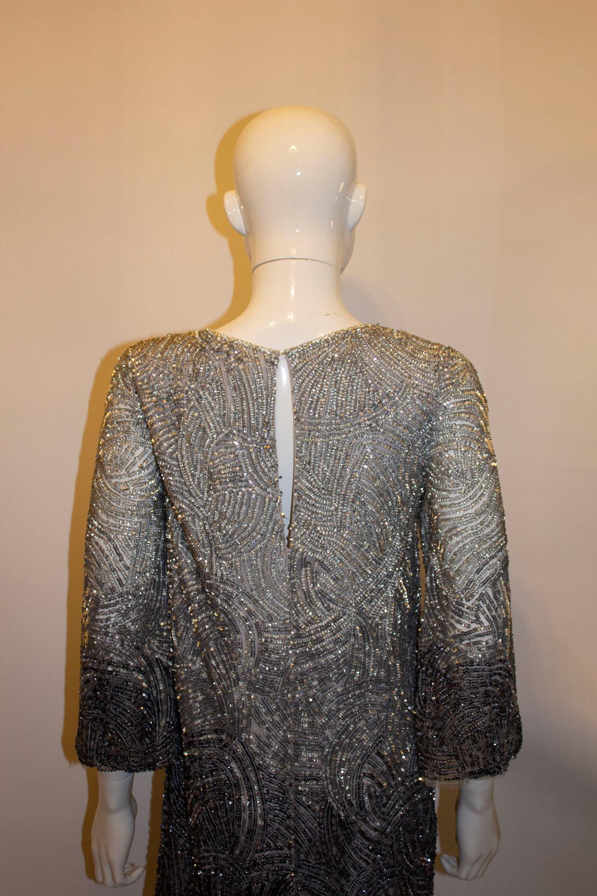Women's Jenny Packham  Main line Grey Ombre Beaded Dress For Sale