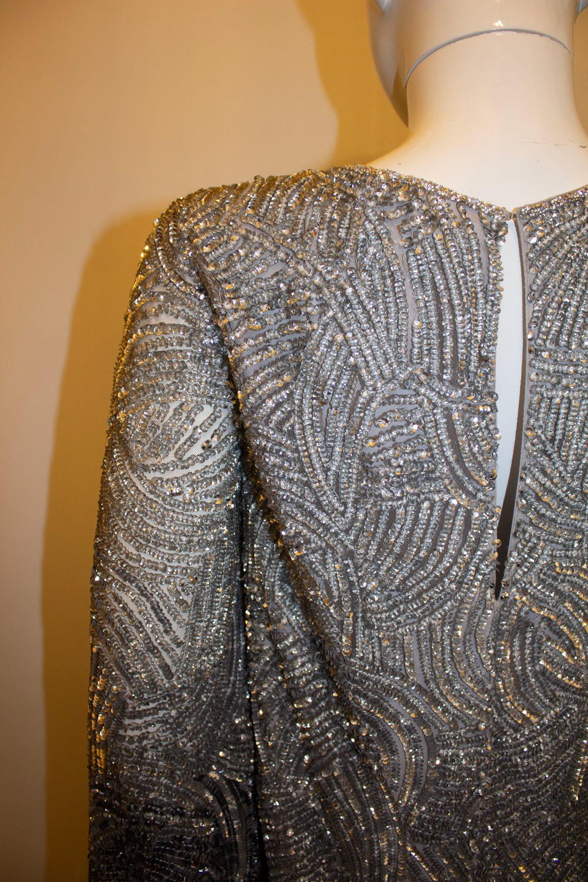 Jenny Packham  Main line Grey Ombre Beaded Dress For Sale 1
