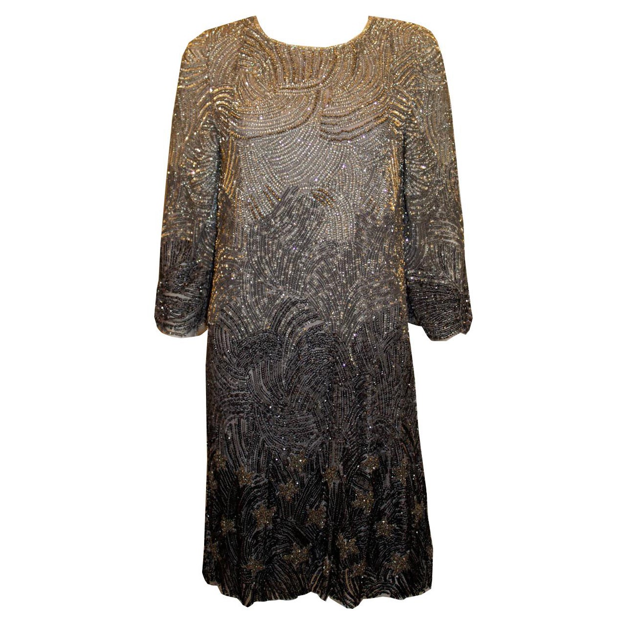 Jenny Packham  Main line Graues Ombre-Perlenkleid