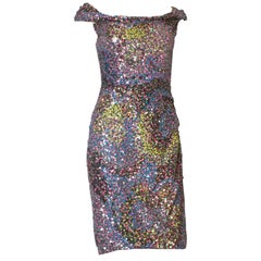 Jenny Packham Multi Colour Sequin Cocktail Dress