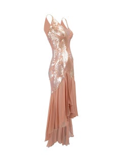 Jenny Packham Pink Silk Sequinned Open Back Dress Size M