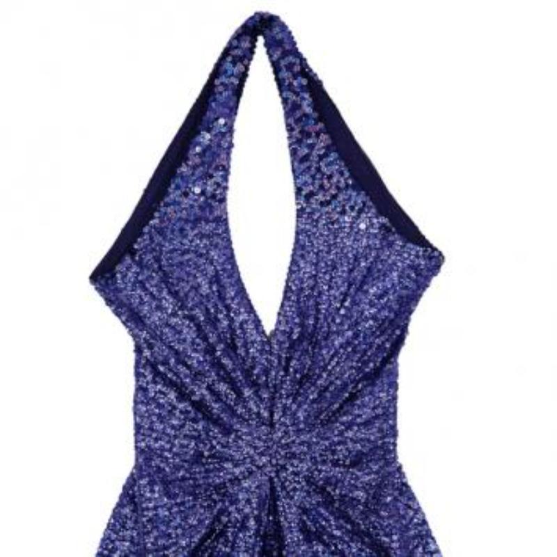 Jenny Packham Purple Sequin Halter Neck Gown M 5