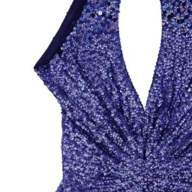 Jenny Packham Purple Sequin Halter Neck Gown M 6