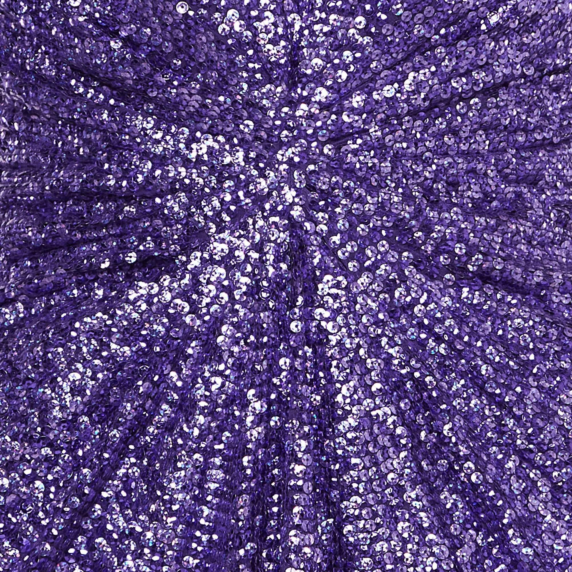Jenny Packham Purple Sequin Halter Neck Gown M In Fair Condition In Dubai, Al Qouz 2
