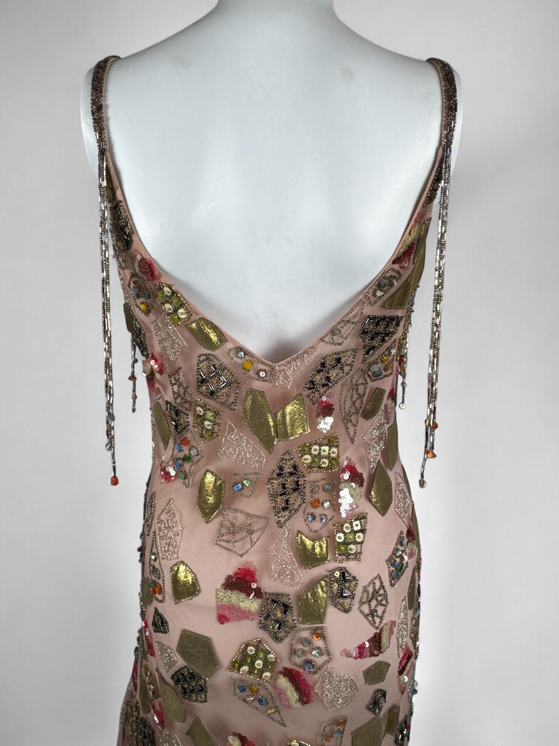 Vestido Jenny Packham de seda bordada y cuentas, c. 2004 en venta 2