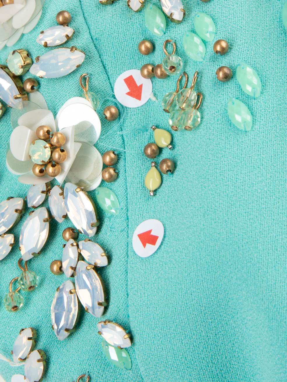 Jenny Packham Turquoise V Neck Sequin Maxi Dress Size L 1