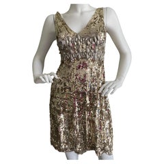 Jenny Packham Vintage Gold Pailletten verschönert ärmelloses Cocktailkleid