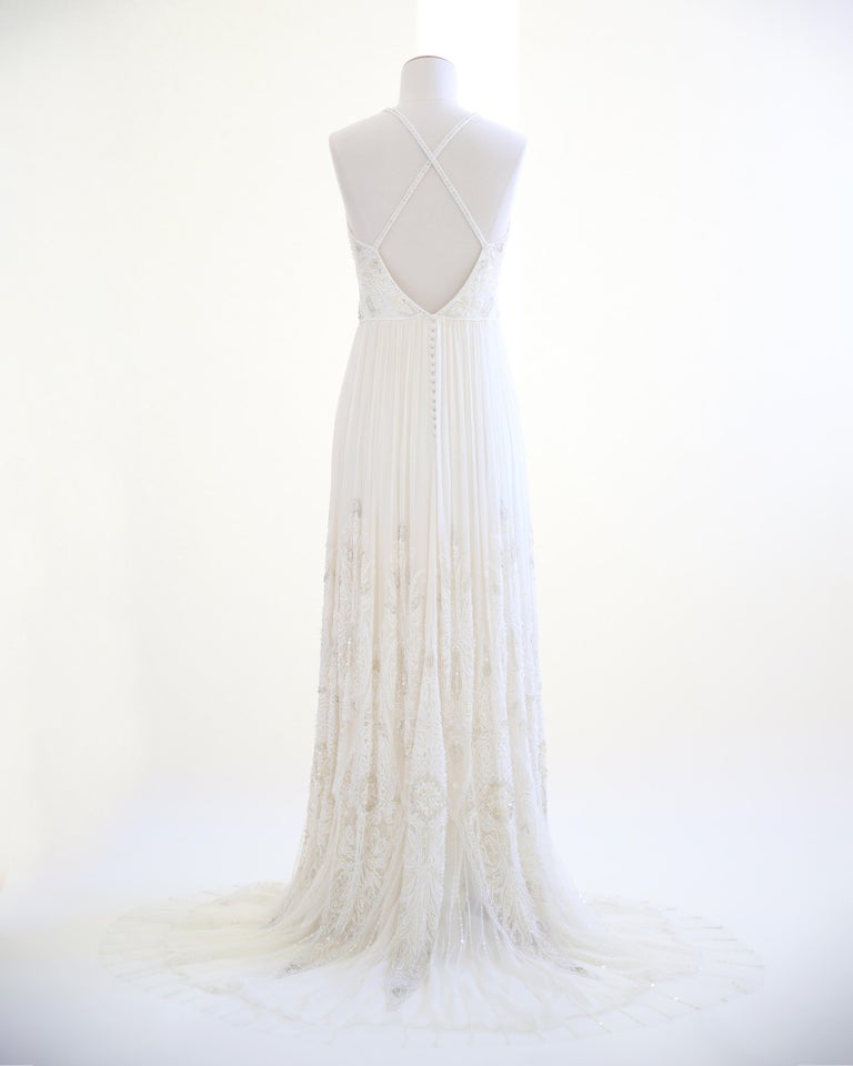 jenny packham beaded wedding dress Nancie Apricot Beaded Halter Peplum Ruched Maxi Dress main image 0