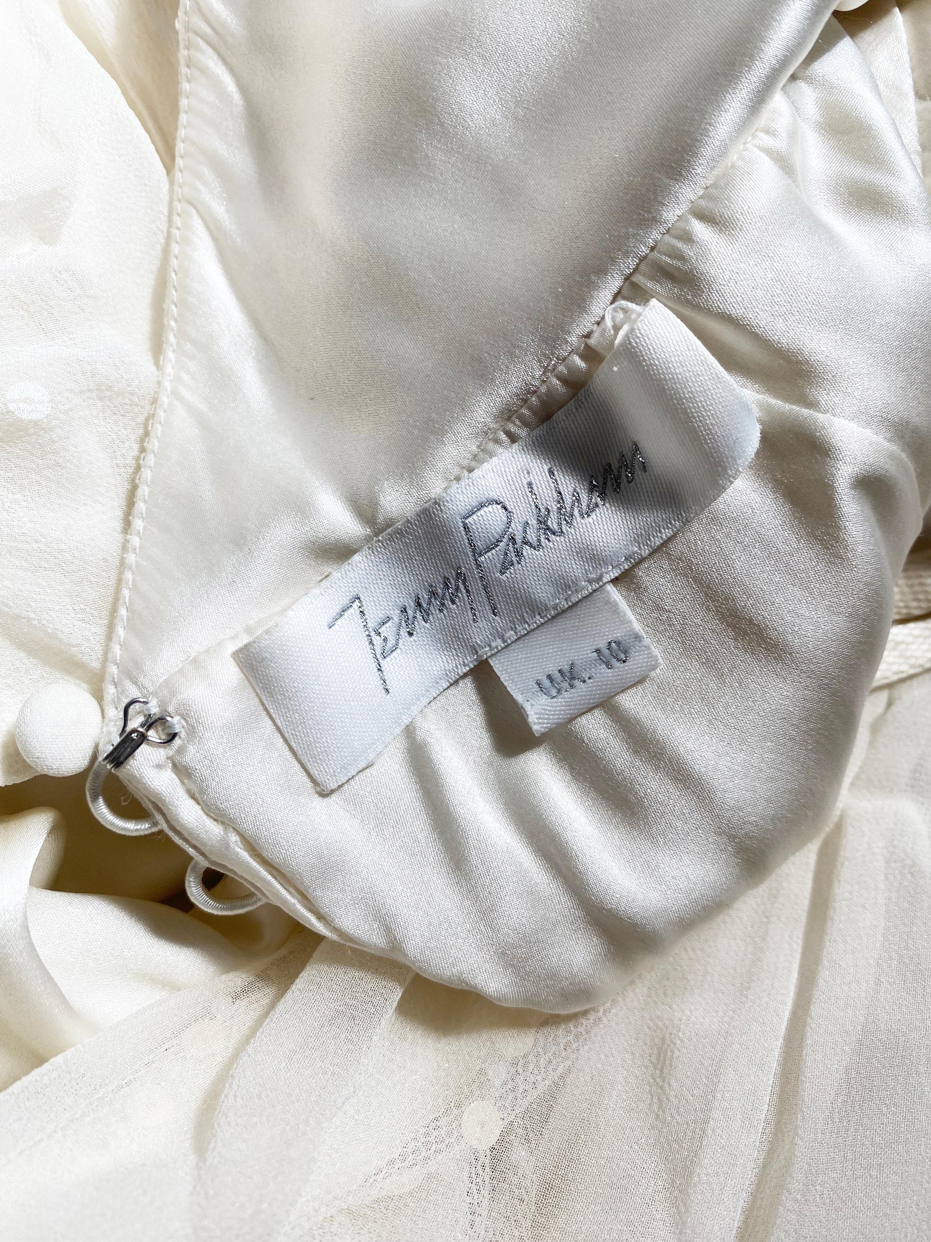 Jenny Packham Vintage Elfenbein Cremefarbenes, perlenbesetztes, verziertes Hochzeitskleid aus Tüll im Angebot 12