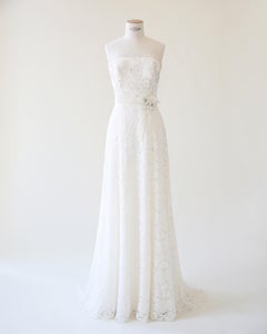 Jenny Packham vintage blanc ivoire dentelle perlée floral robe de mariée bustier