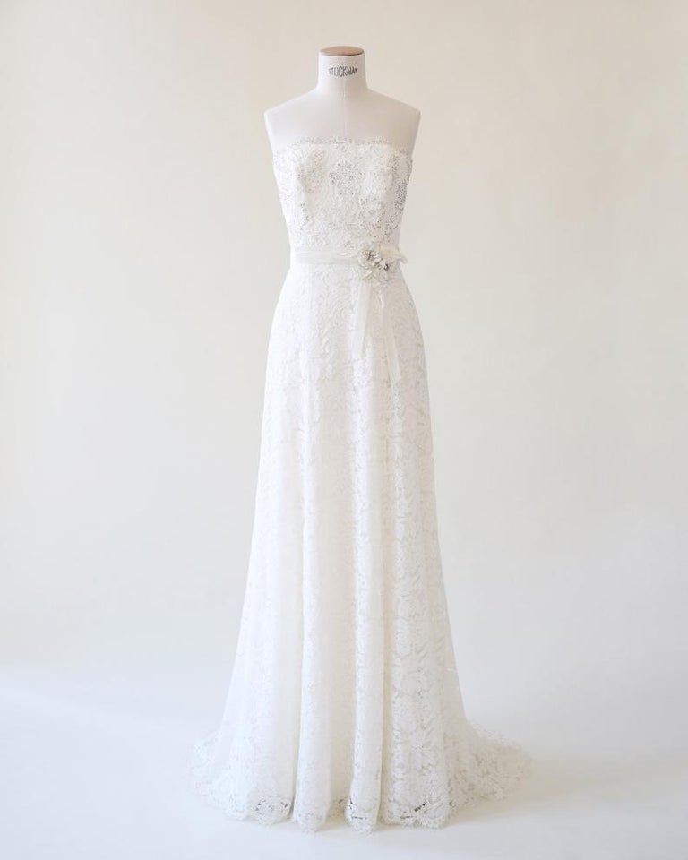 jenny packham beaded wedding dress vintage white ivory lace bead floral strapless gown For Sale at 1stDibs shoulder KNIT MIX 3/4 SLEEVE Color:#4-Deep Lilac Evening gowns