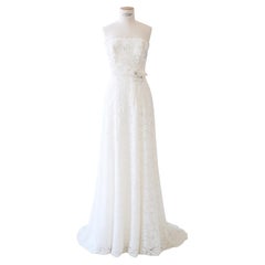 Jenny Packham Vintage weiß Elfenbein Spitze Perle Blumen trägerlosen Hochzeitskleid Kleid