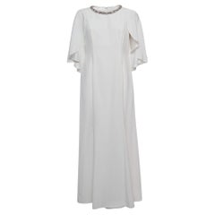 Jenny Packham White Satin Crystal Embellished Neck Wedding Gown L