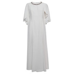 Jenny Packham White Satin Crystal Embellished Neck Wedding Gown L