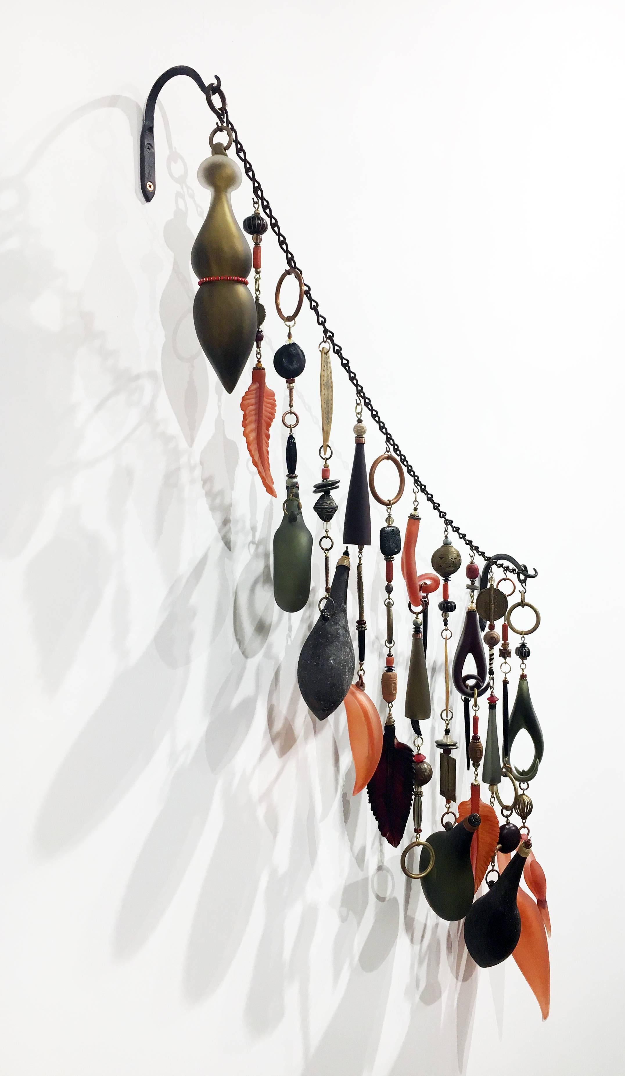 Contemporary Blown Glass and Metal Sculpture, Wall Mounting with Mixed Media 1