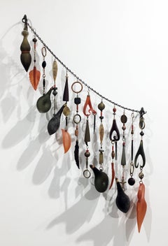 Contemporary Blown Glass and Metal Sculpture, Wall Mounting with Mixed Media