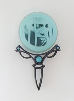 HIMBA BLUE - HIMBA PORTRAIT SERIES - blown glass sculpture with original photo