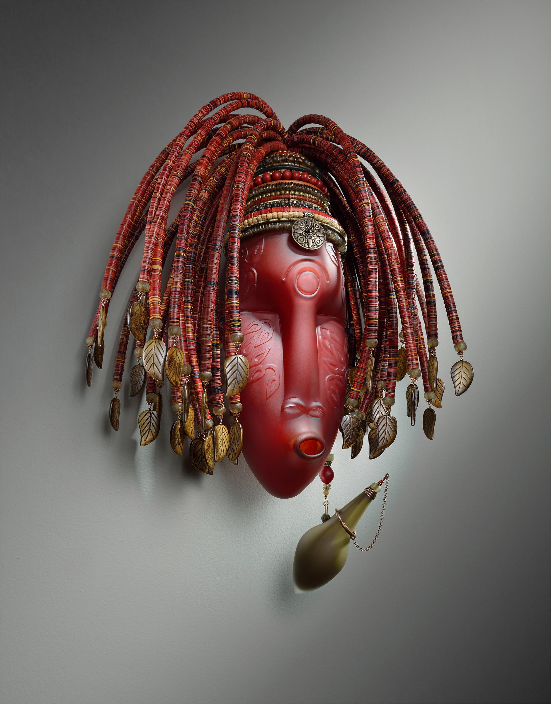 "Untitled, Carved Head Series", Blown, Sculpted, Carved, and Sand Blasted Glass - Sculpture by Jenny Pohlman and Sabrina Knowles