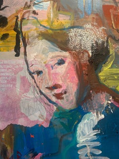 Framed Mixed Media Colorful Portait Painting: The Convict