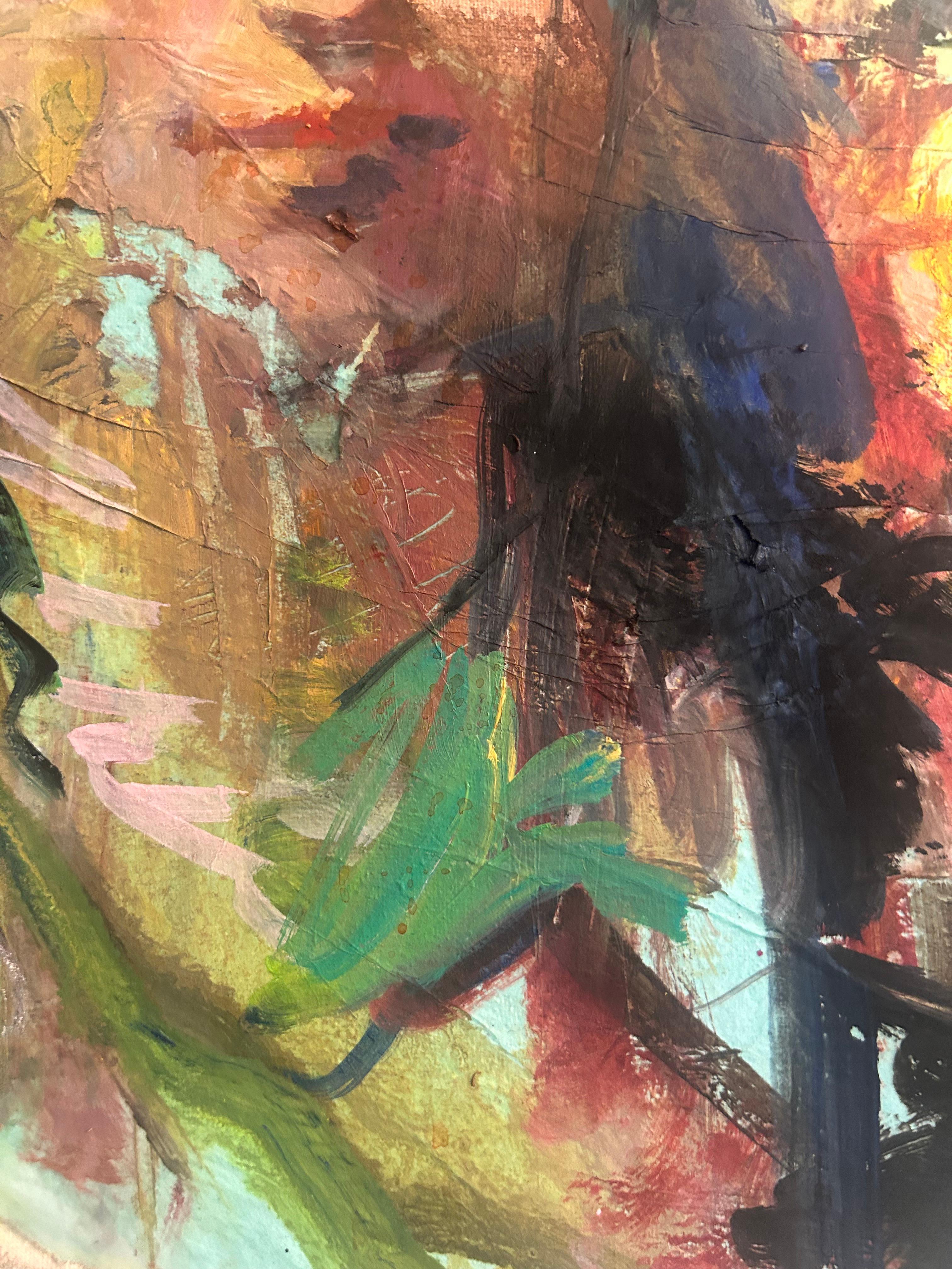 Tableau encadré en Mixed Media Colorful Portait Painting : The Witness en vente 2
