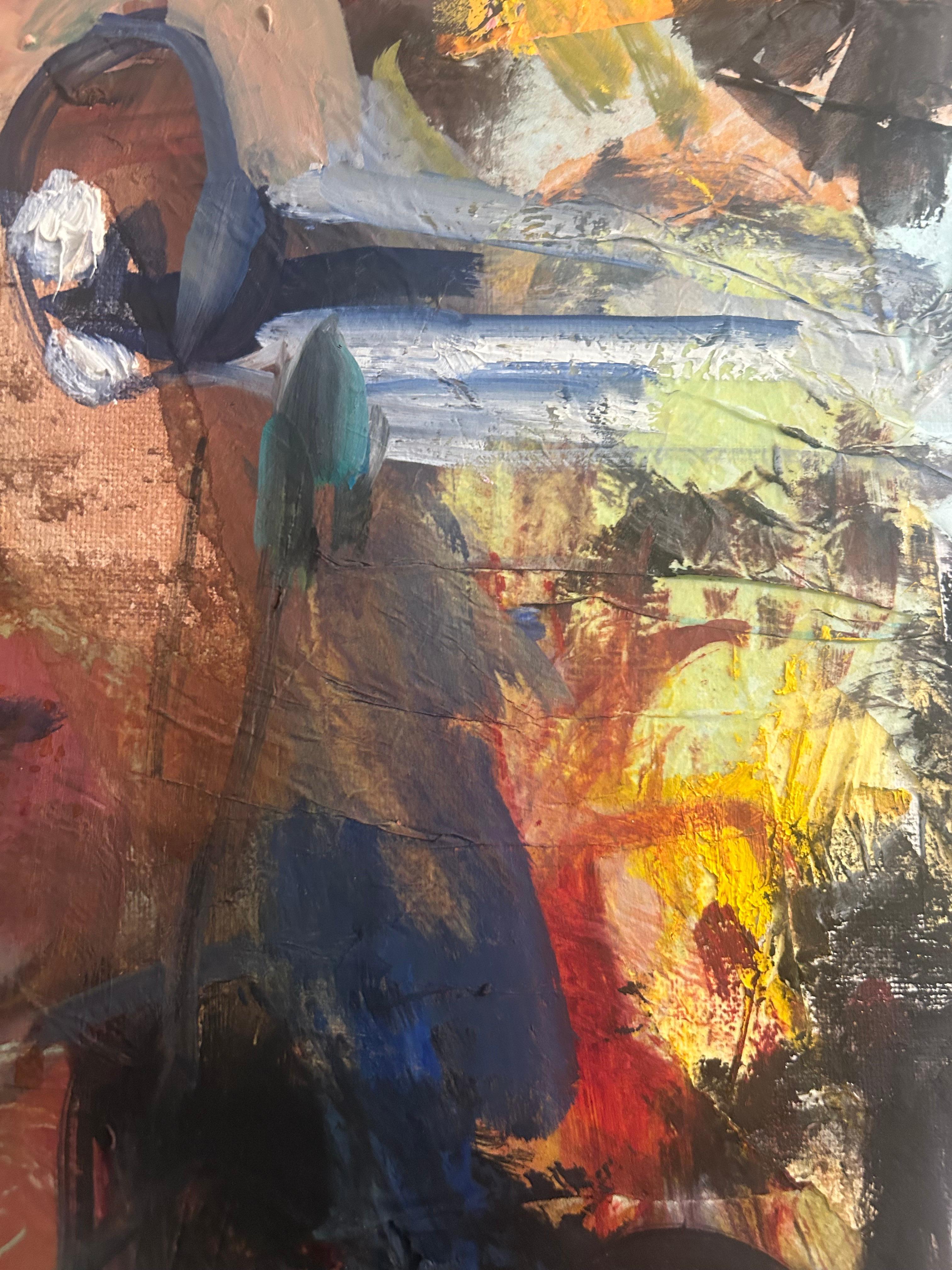 Tableau encadré en Mixed Media Colorful Portait Painting : The Witness en vente 5