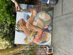 Fishy Tales, pennellate colorate, animali, riferimento sirena nuda femminile