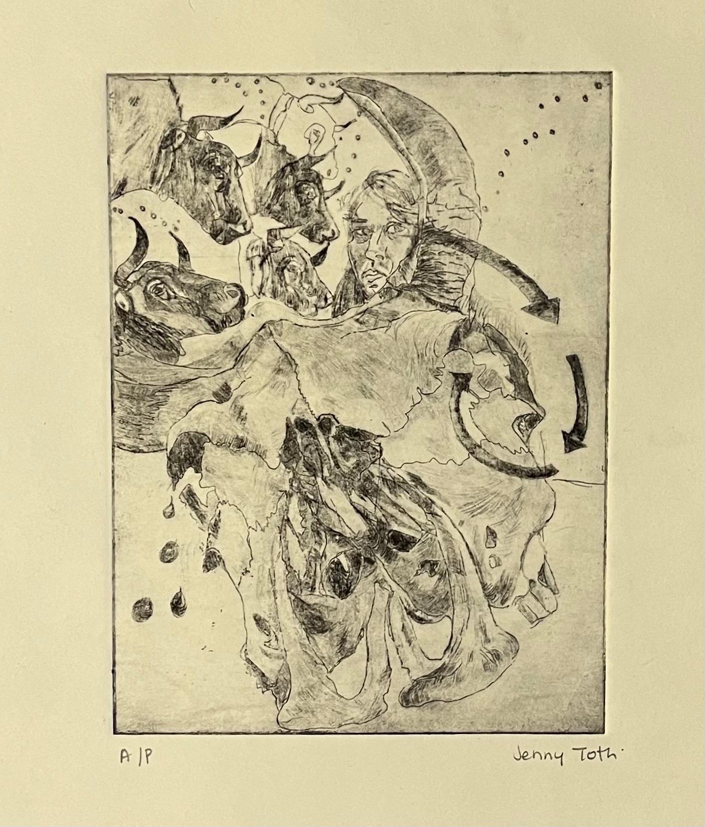 Bulls, Skulls, and Tears, monochromatic linear animals bones