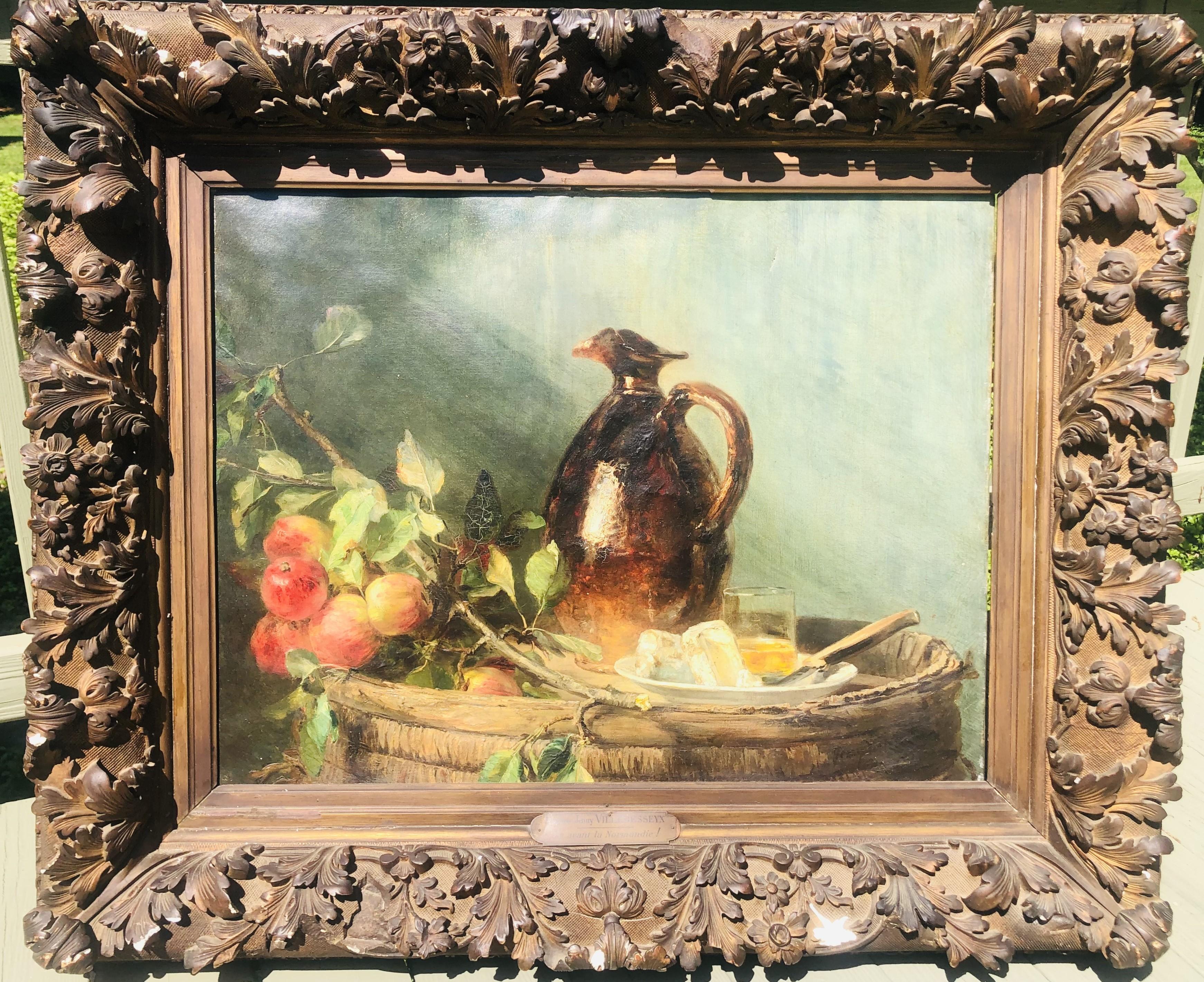 Important Musée Nature morte à l'huile française du 19ème siècle Jenny Villebesseyx en vente 6