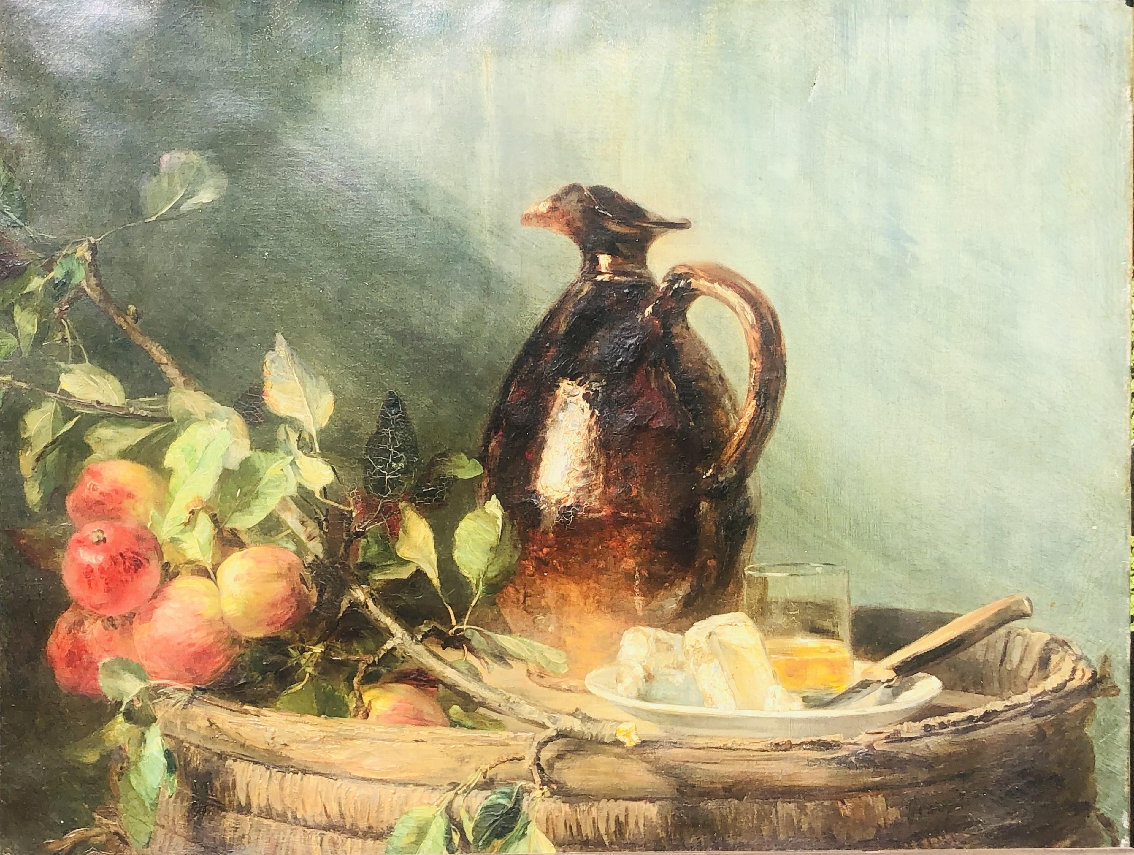 Important Musée Nature morte à l'huile française du 19ème siècle Jenny Villebesseyx - Painting de Jenny Villebessy