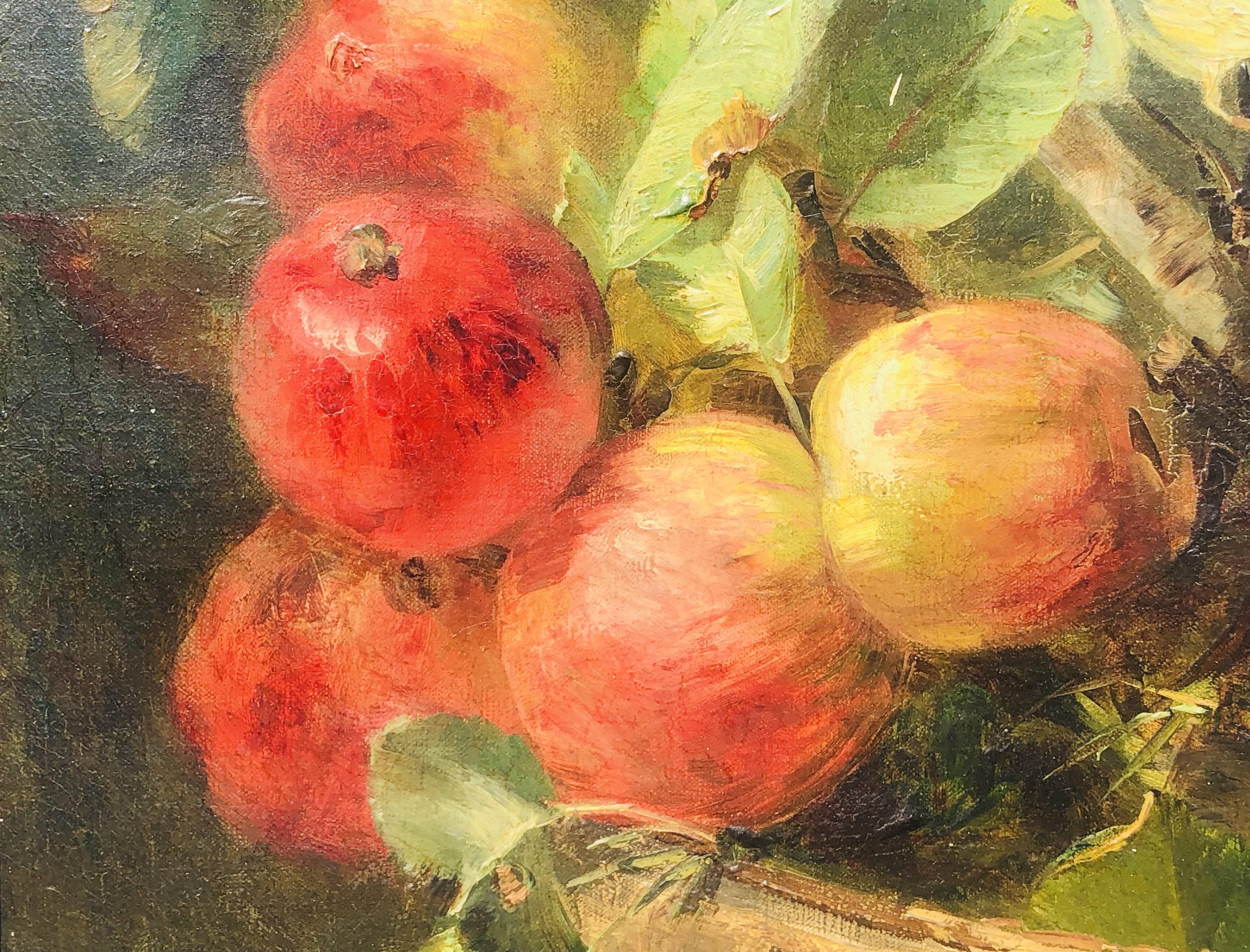 Important Musée Nature morte à l'huile française du 19ème siècle Jenny Villebesseyx - École de Barbizon Painting par Jenny Villebessy