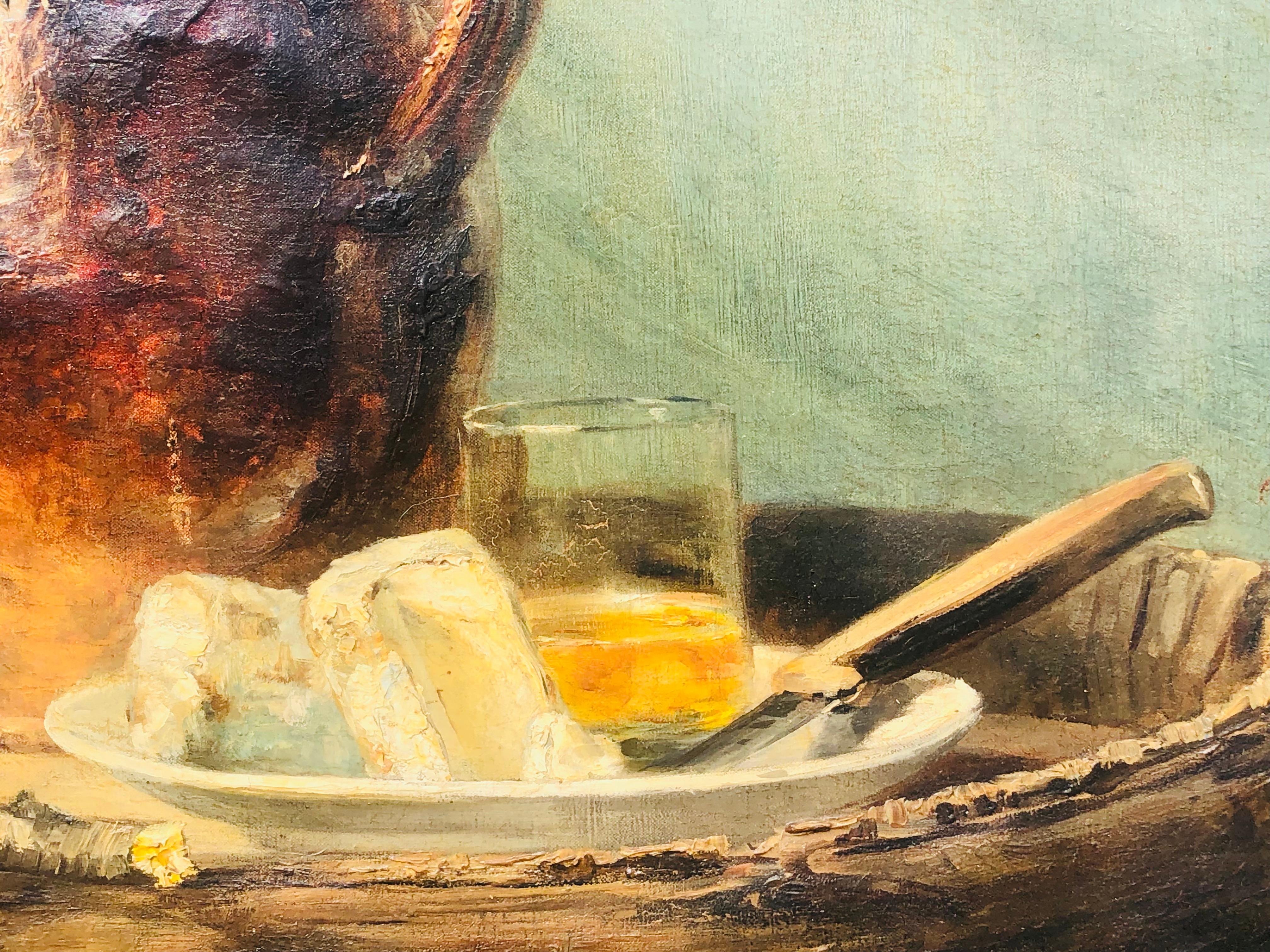 Important Musée Nature morte à l'huile française du 19ème siècle Jenny Villebesseyx - Marron Still-Life Painting par Jenny Villebessy