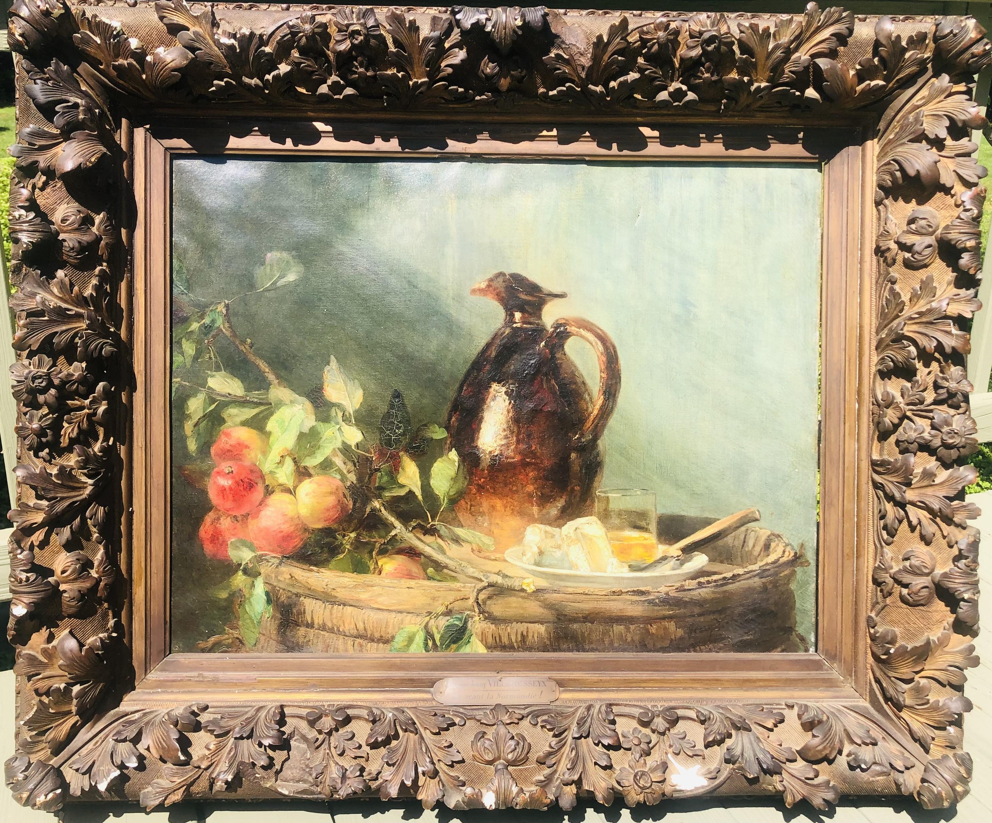 Important Musée Nature morte à l'huile française du 19ème siècle Jenny Villebesseyx en vente 4