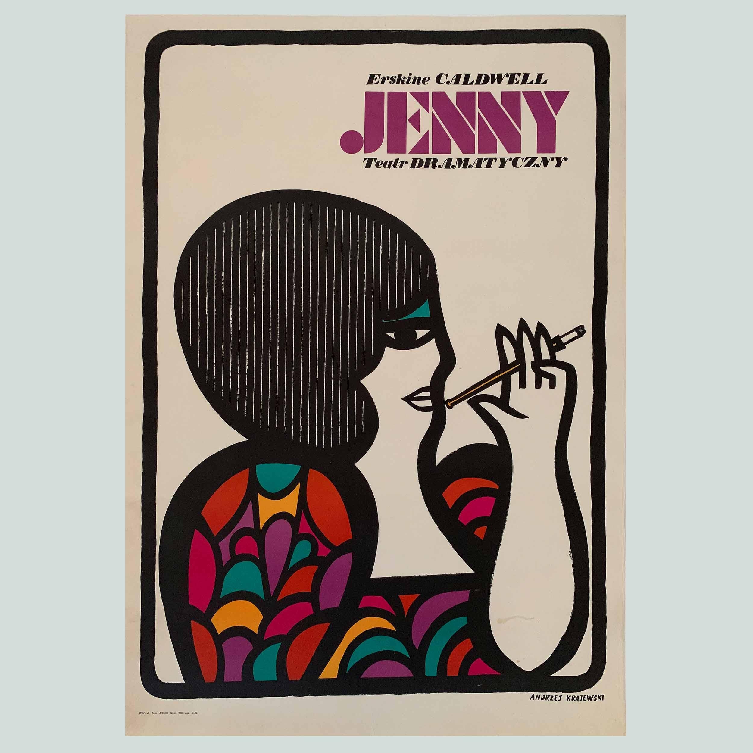 Jenny, Polnisches Vintage-Theaterplakat von Andrzej Krajewski, 1968   im Zustand „Gut“ im Angebot in London, GB