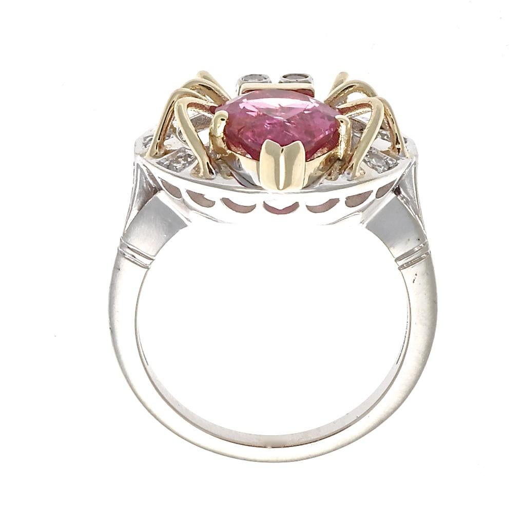 Modern Pink Tourmaline Diamond Gold Cocktail Ring