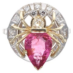 Pink Tourmaline Diamond Gold Cocktail Ring