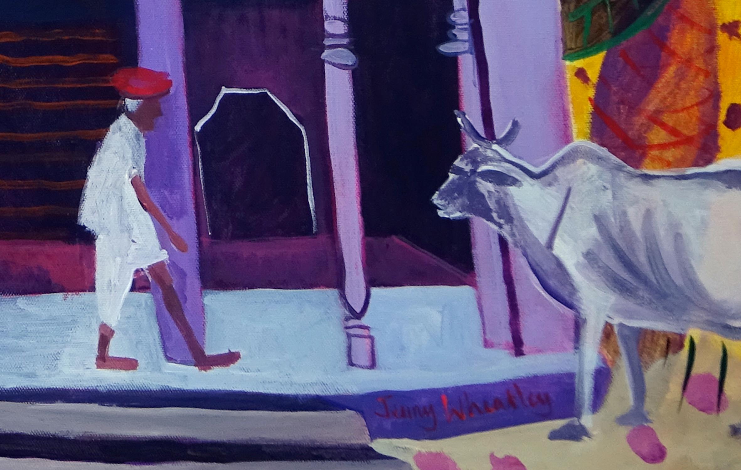 Contemporary Indian Landscape Painting 'Heading to the Market' Jenny Wheatley 1