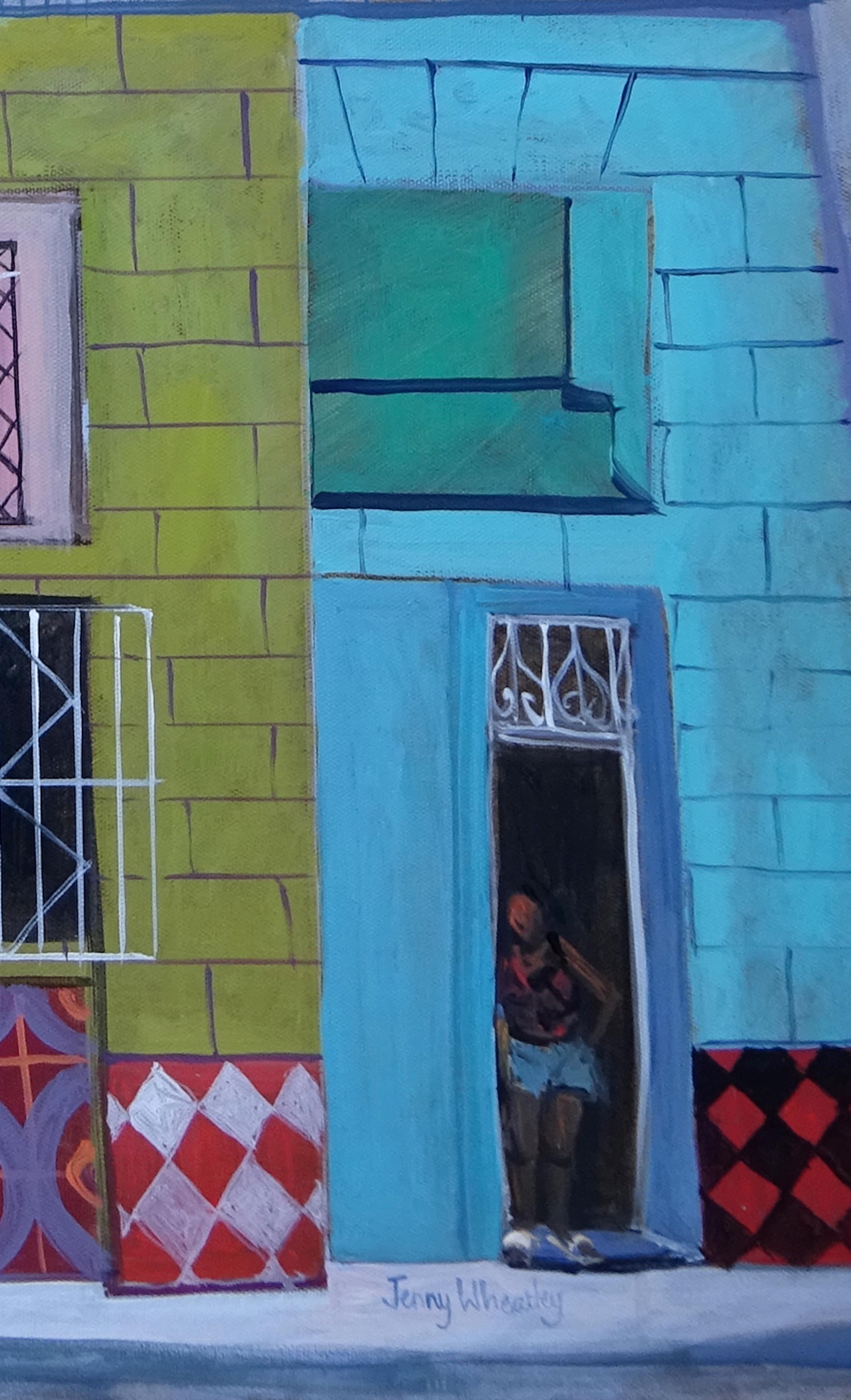 Contemporary Modern Cuban Landscape Painting 'Waiting for a Fare' Jenny Wheatley 2