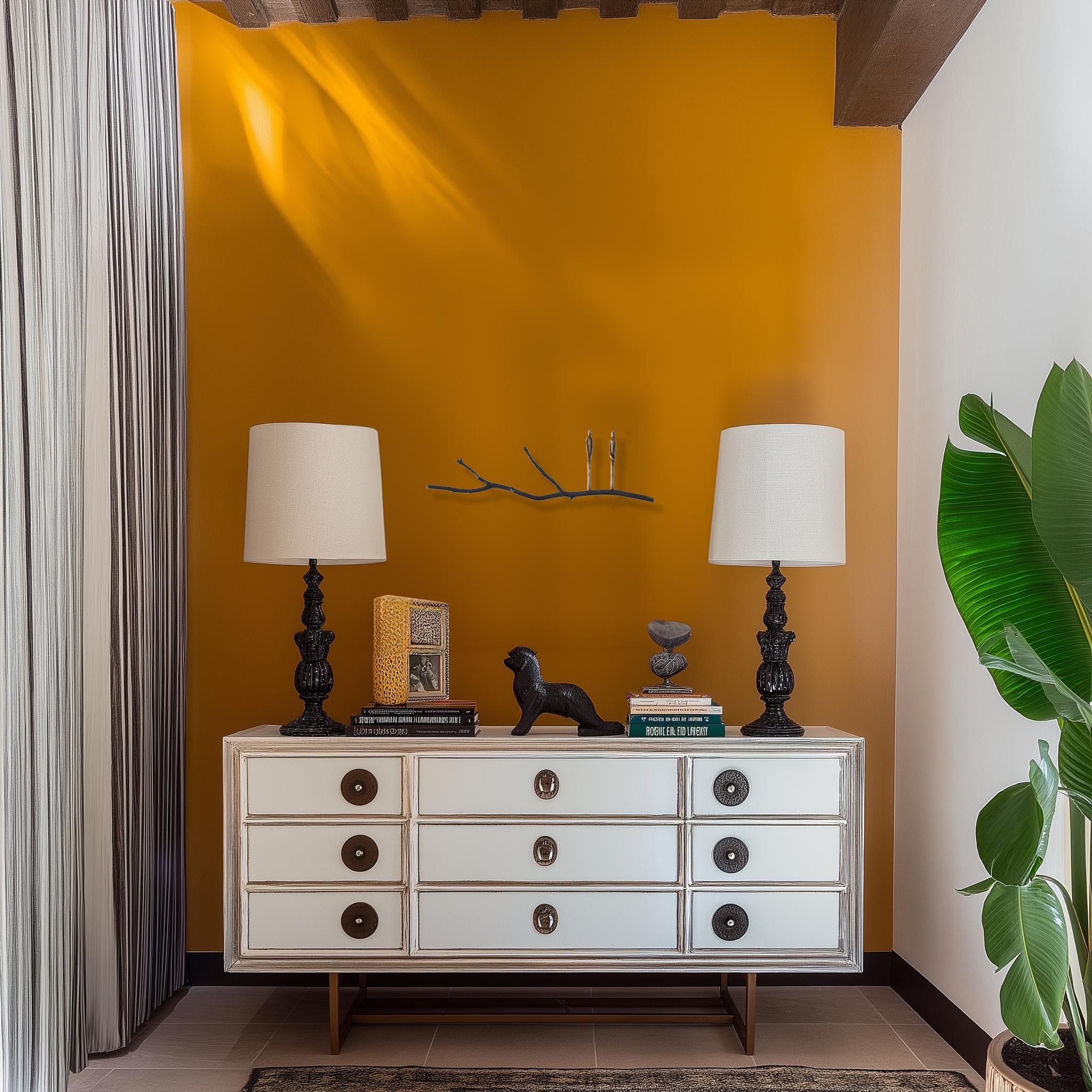 GRAFT EH6 - Abstrakte figurative Wandskulptur - Tree Branch und Bronzefiguren im Angebot 1