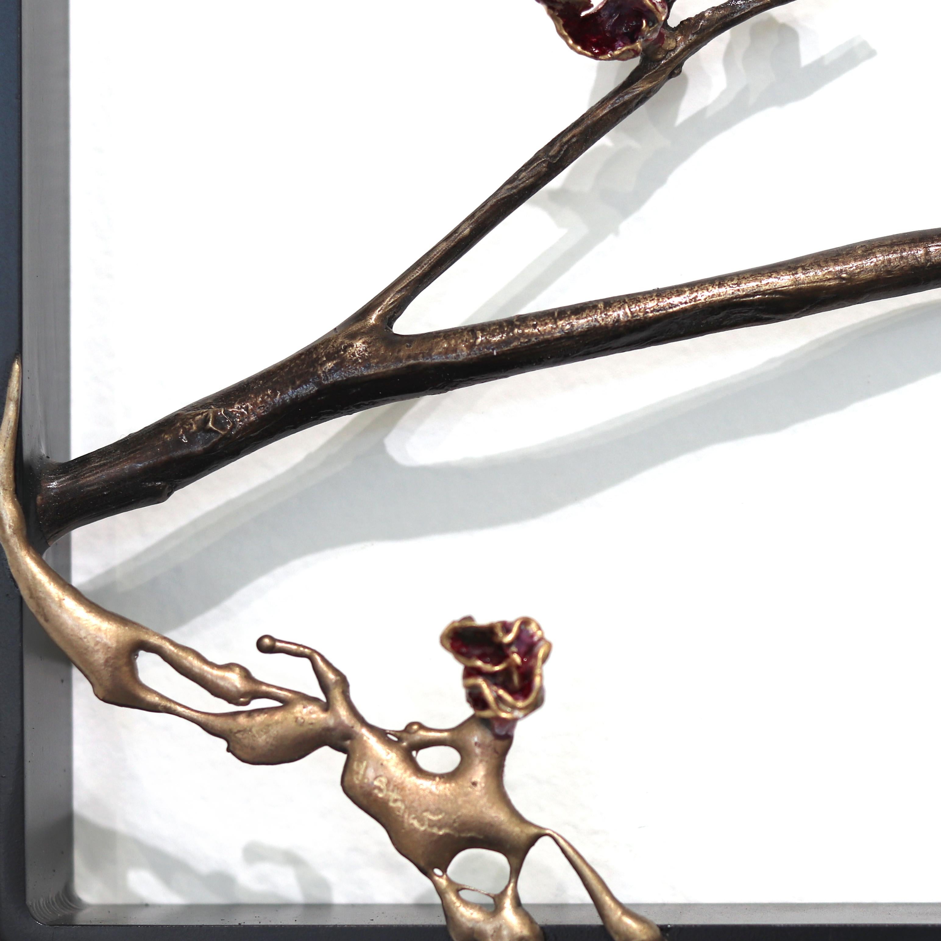 Injertado a los Vientos de la Primavera 4 - Escultura mural figurativa abstracta de bronce en venta 4