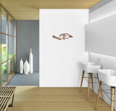 Hybrid 14 - Abstrakte gelbe abstrakte Kakteen-Wandskulptur aus Bronze und Emaille mit Blumenmuster