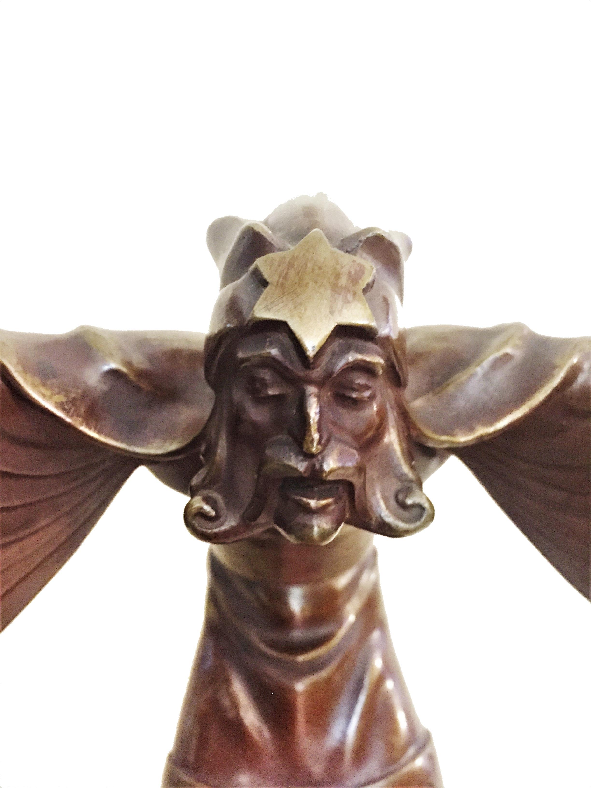 Jenő Kerényi, Zauberer, ungarische Art-déco-Skulptur aus patinierter Bronze, 1930er Jahre (Ungarisch) im Angebot