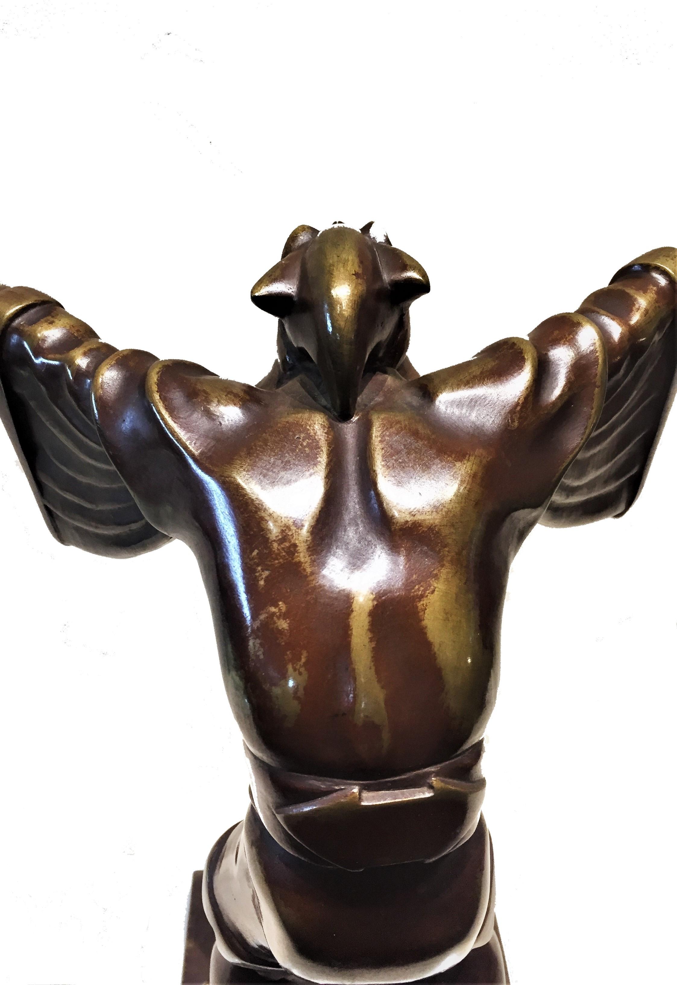 Jenő Kerényi, Zauberer, ungarische Art-déco-Skulptur aus patinierter Bronze, 1930er Jahre (Mitte des 20. Jahrhunderts) im Angebot