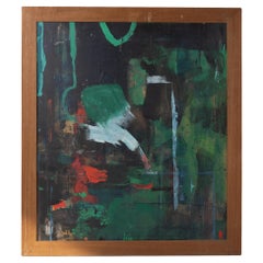 Large painting w. wide frame by Jens Birkemose