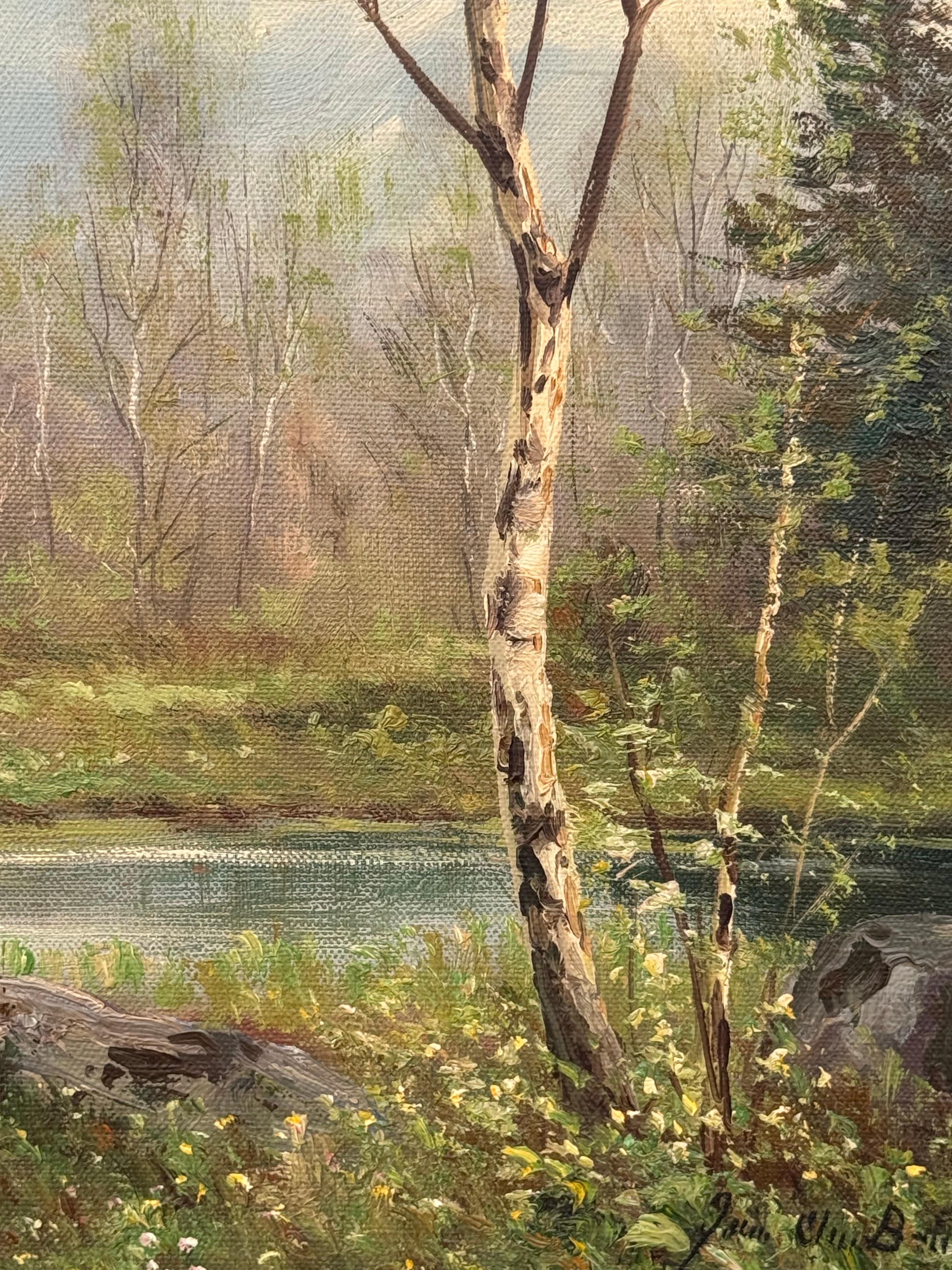 Forest Landscape in Scandinavia with Silver Birch Trees by Danish Artist For Sale 5