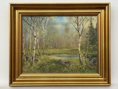 Forest Landscape in Scandinavia with Silver Birch Trees by Danish Artist