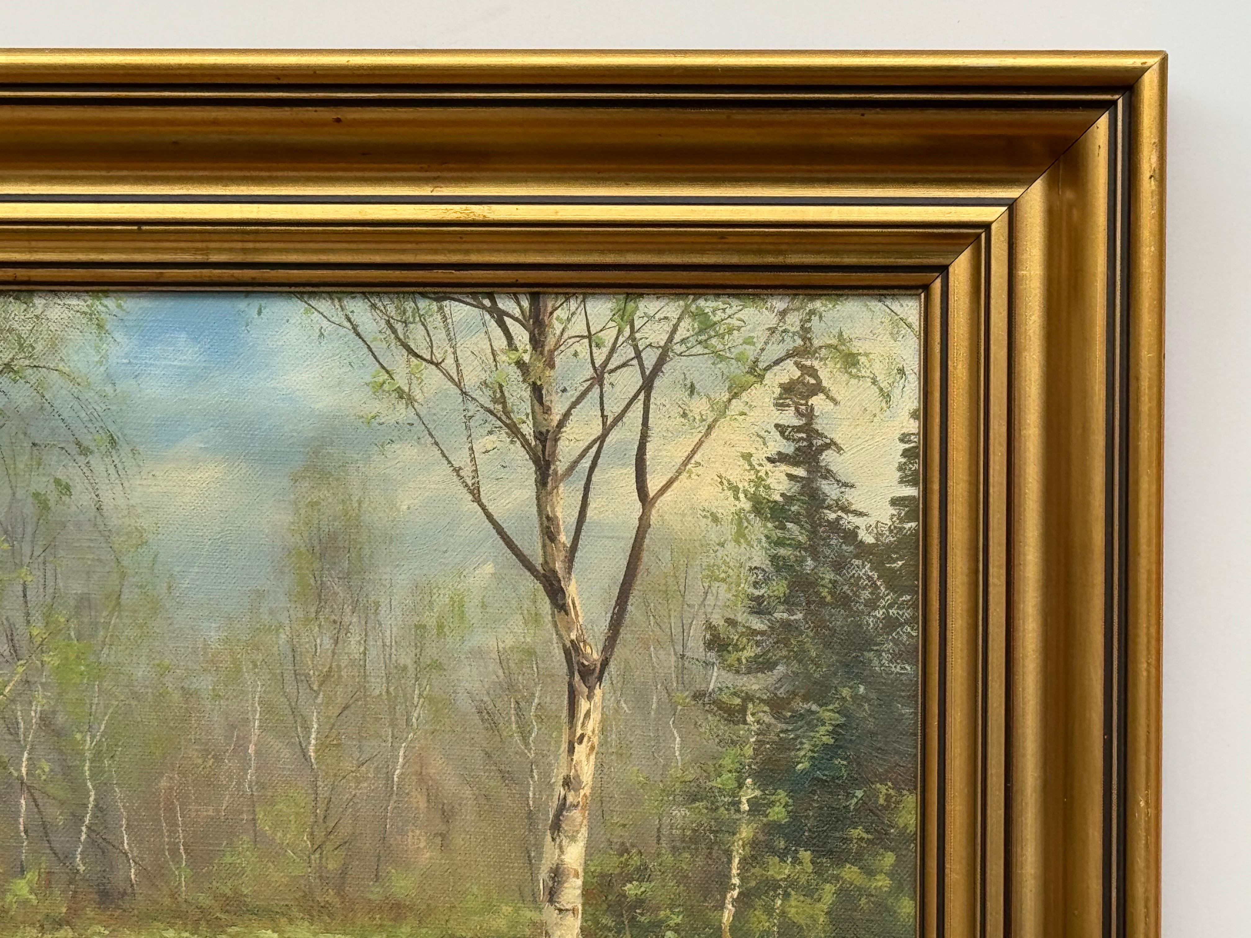Forest Landscape in Scandinavia with Silver Birch Trees by Danish Artist For Sale 1