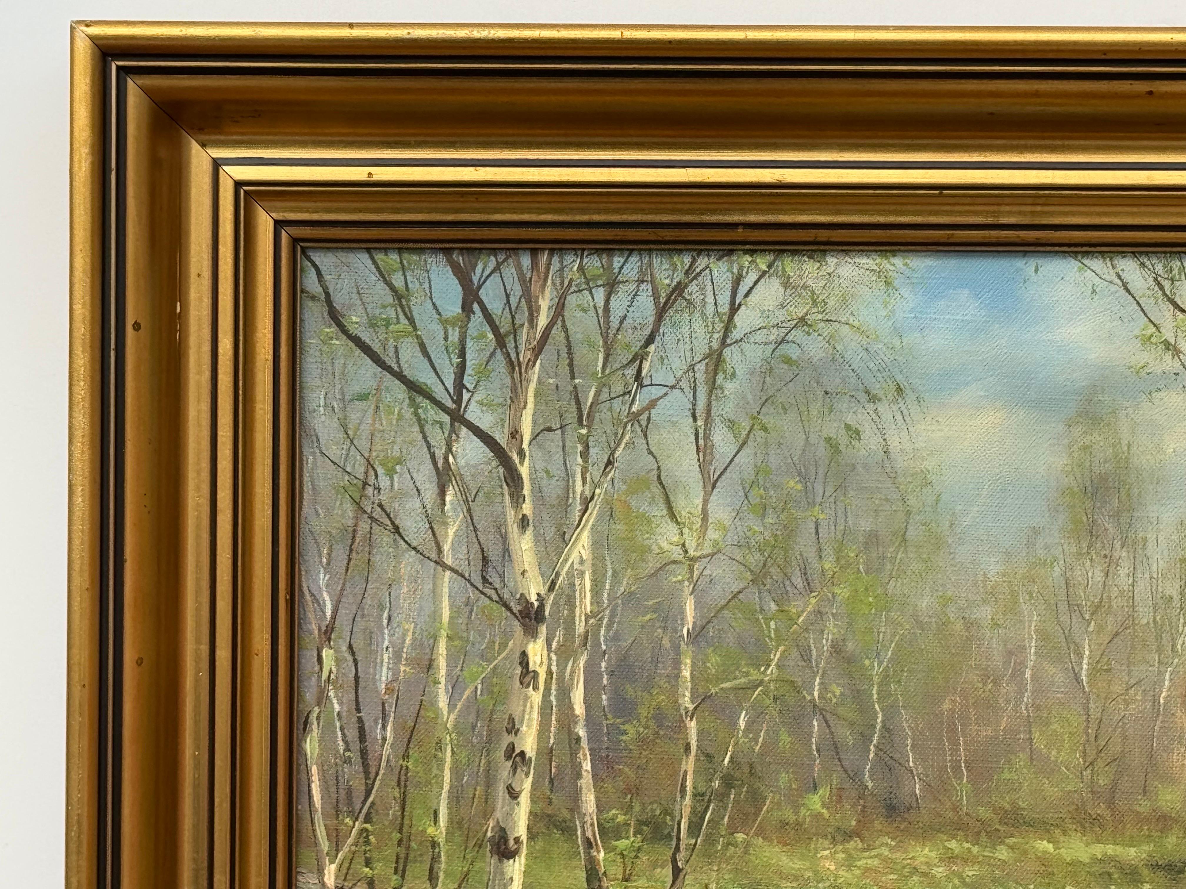 Forest Landscape in Scandinavia with Silver Birch Trees by Danish Artist For Sale 4