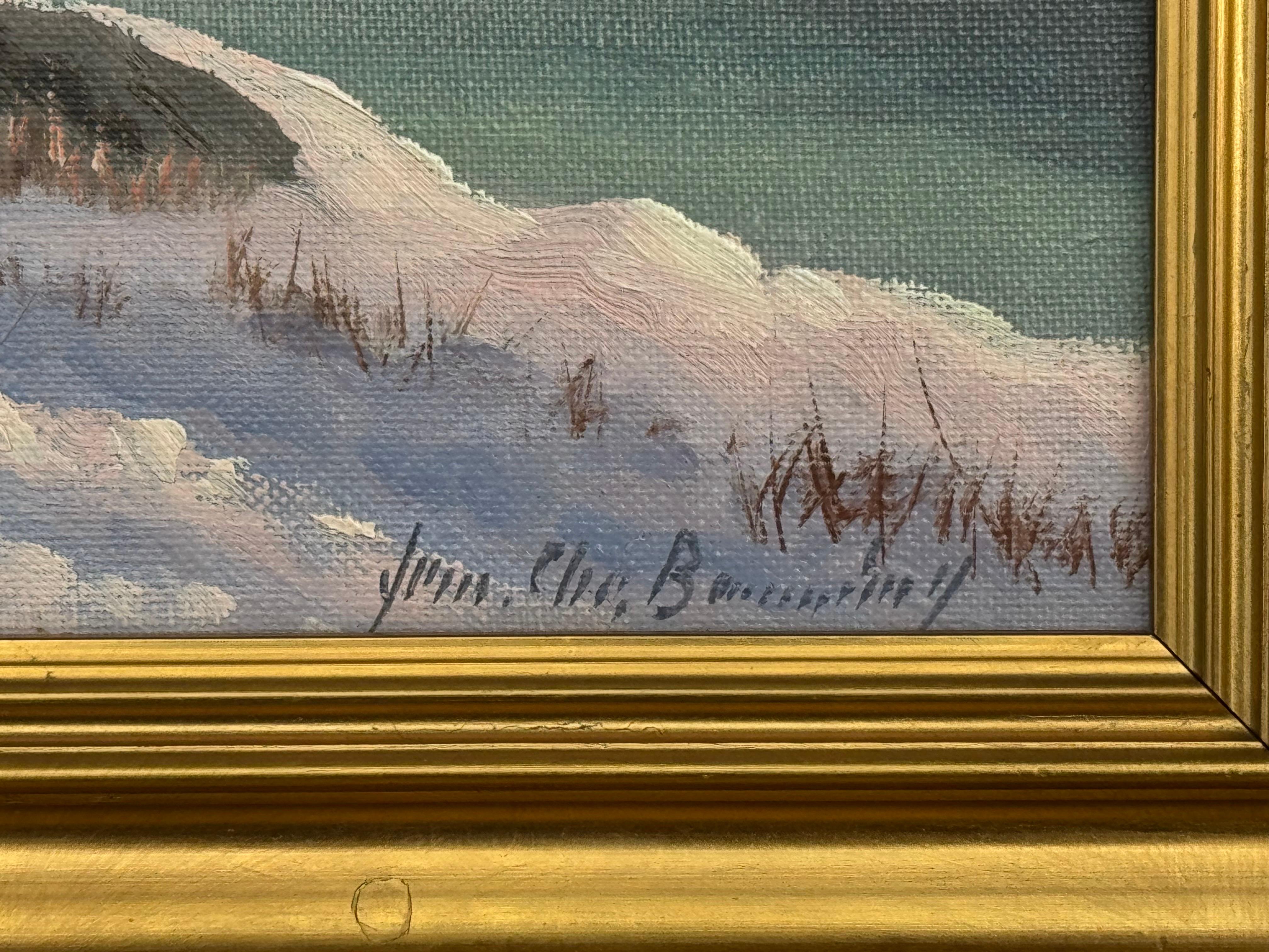 Winterliche Flusslandschaft in Skandinavien mit Silberbirken von einem dänischen Künstler im Angebot 7